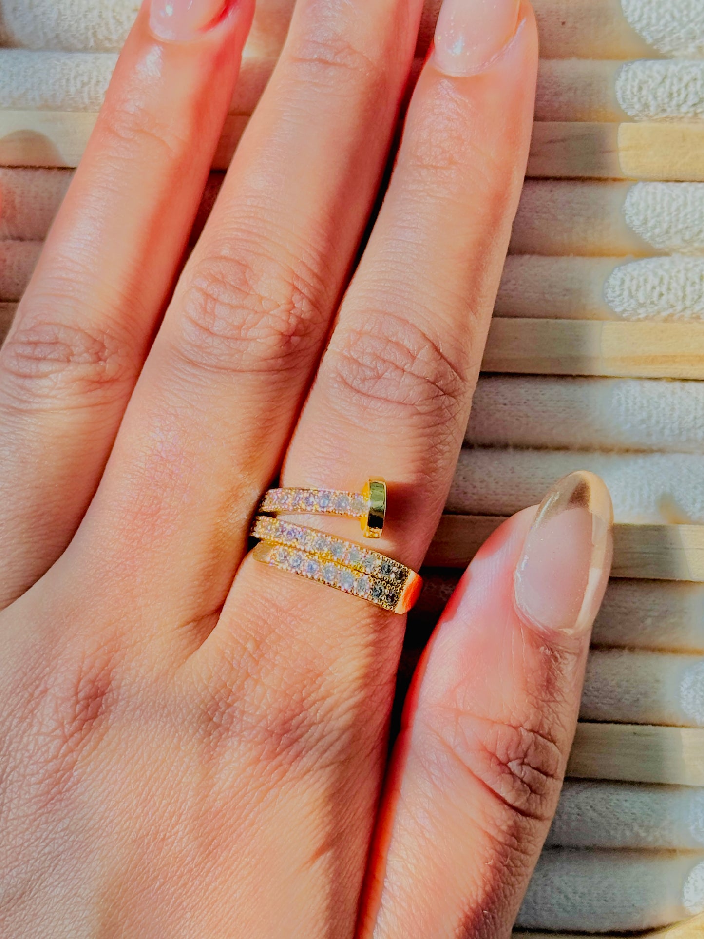 The Three Layer Studded Nail Ring (Adjustable)