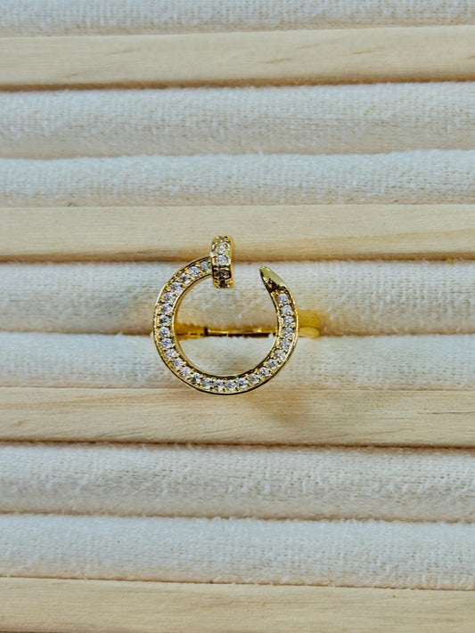 The Studded Moon Nail Ring (Adjustable)