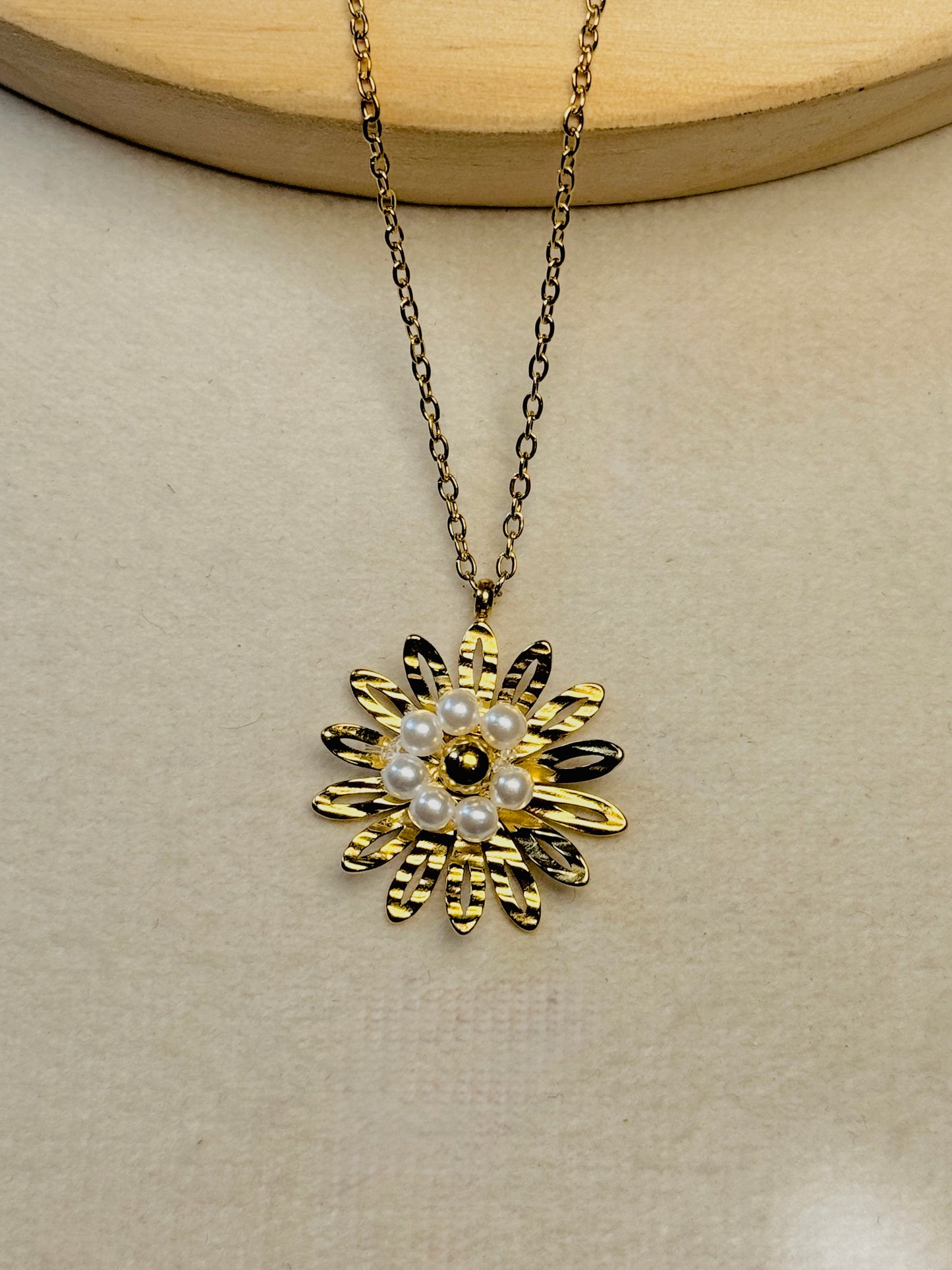 Blooming Flower with Pearl Detailing Pendant