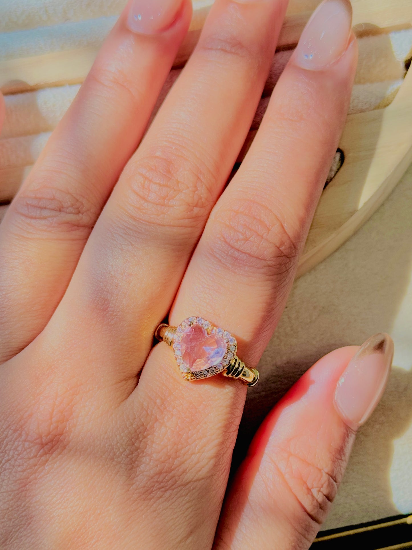 The Pink Heart Ring (Adjustable)